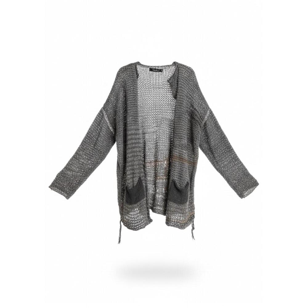 NEW UMIT UNAL women's knitted cotton cardigan in grey